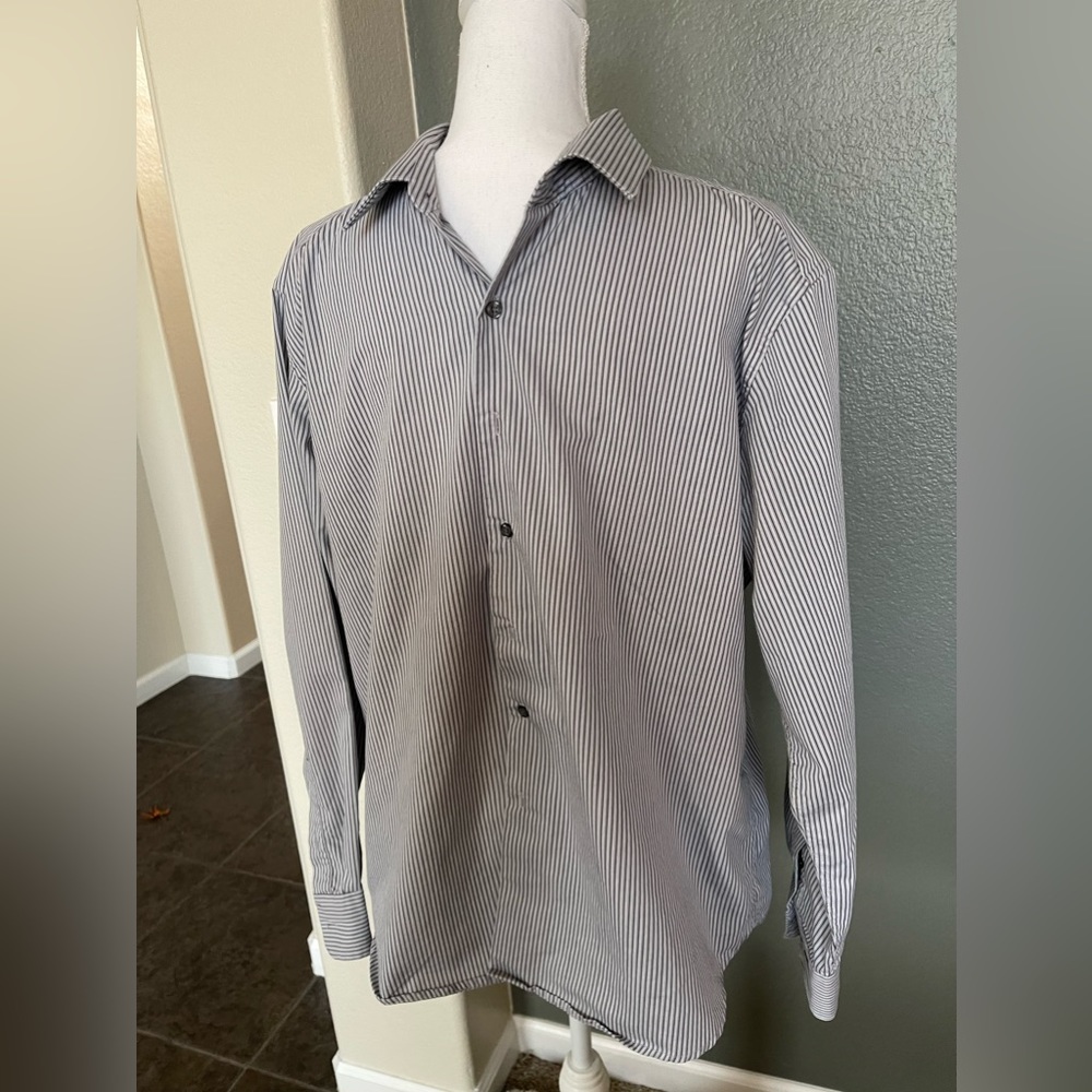 Alfani gray and white pinstripe dress shirt*